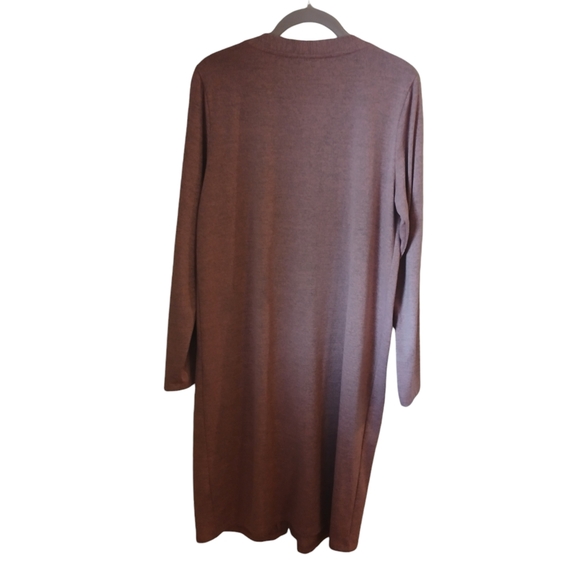 QVC Women's Heather Pink V Neck Long Cardigan Size M - Picture 2 of 8